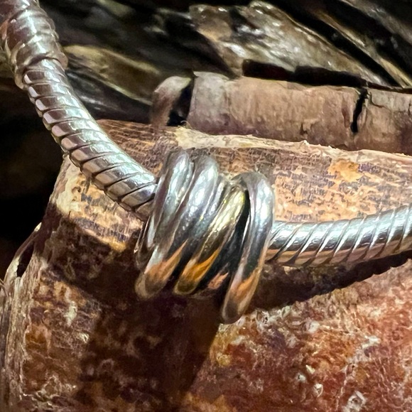 Authentic Pandora Charm Two Tone Ring Cluster CharmSilver and 14K Gold Knot Love - Picture 5 of 10